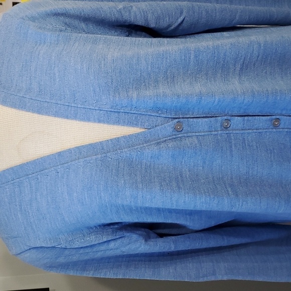 Lands End, beautiful shade of blue grannycore cardigan sweater large. - Picture 2 of 8